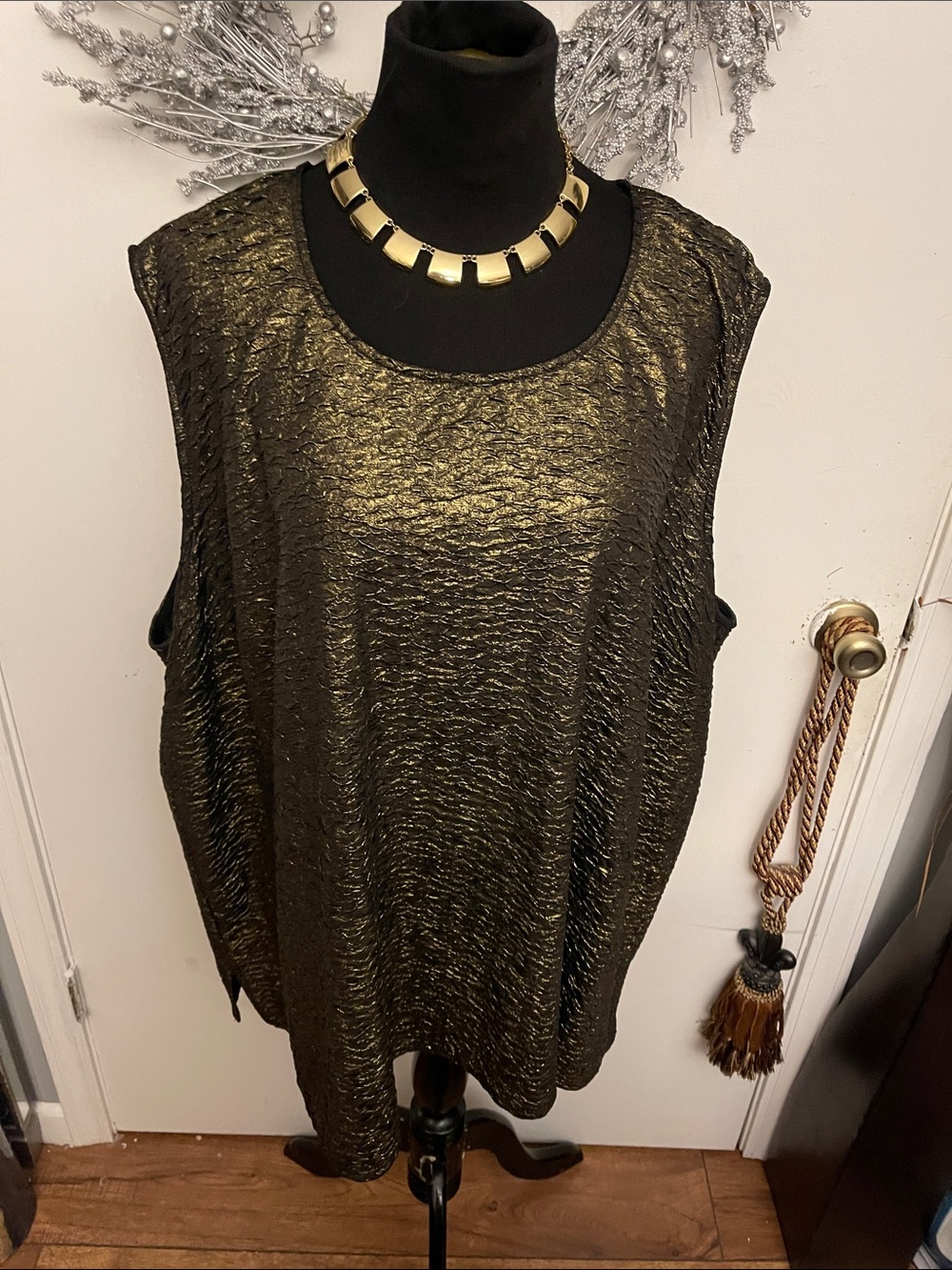 Catherines Metallic Gold Sleeveless Tank Top